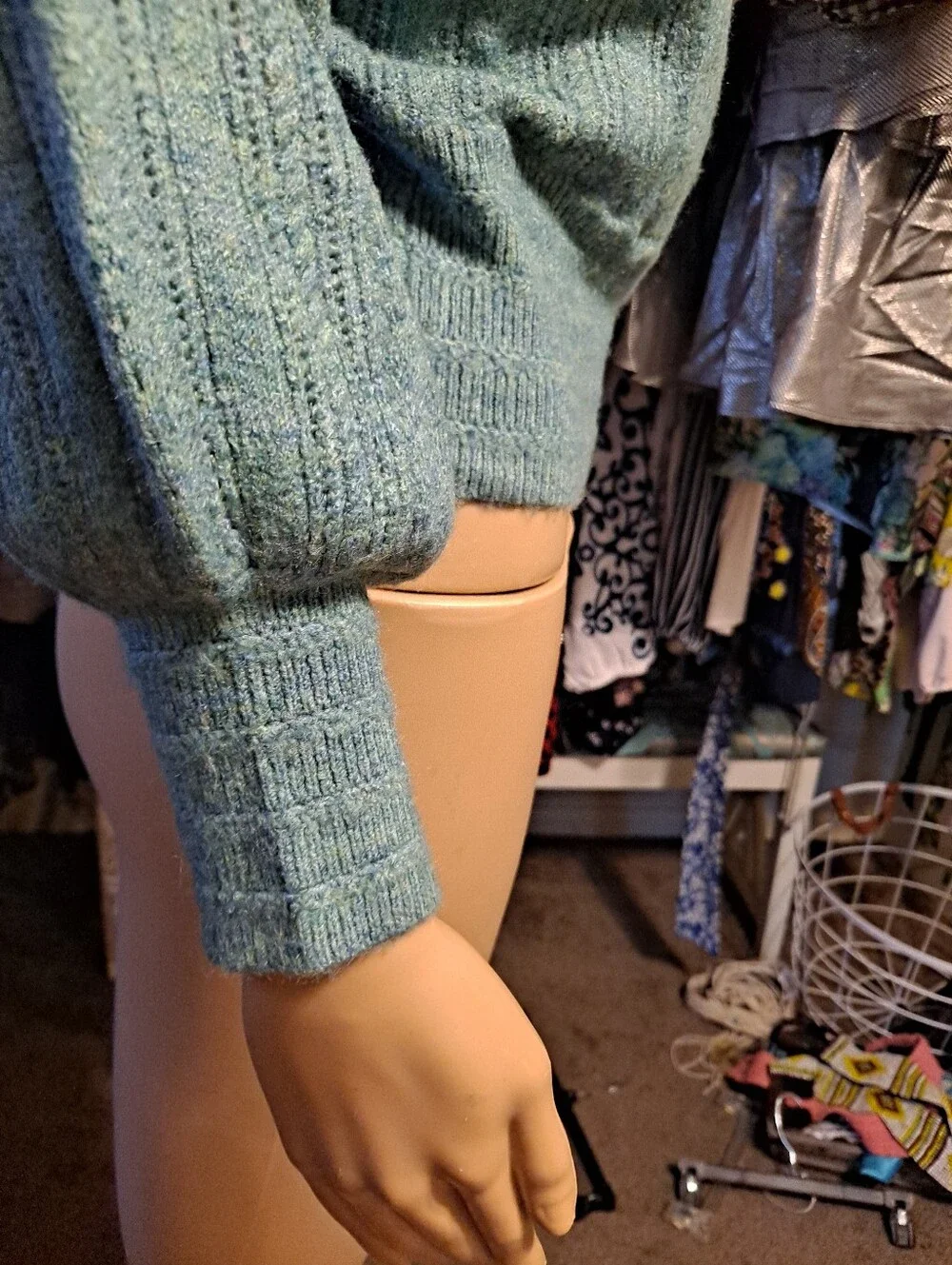 Autres Filles Wrap-Front Ribbed V-Neck Sweater - Blue